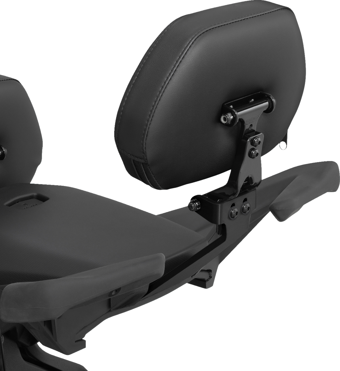 Black Show Chrome passenger backrest for Ryker 2020-2022, smooth engine accessory by Bill's Exhausts.