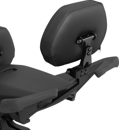 Black Show Chrome passenger backrest for Ryker 2020-2022, smooth engine accessory by Bill's Exhausts.