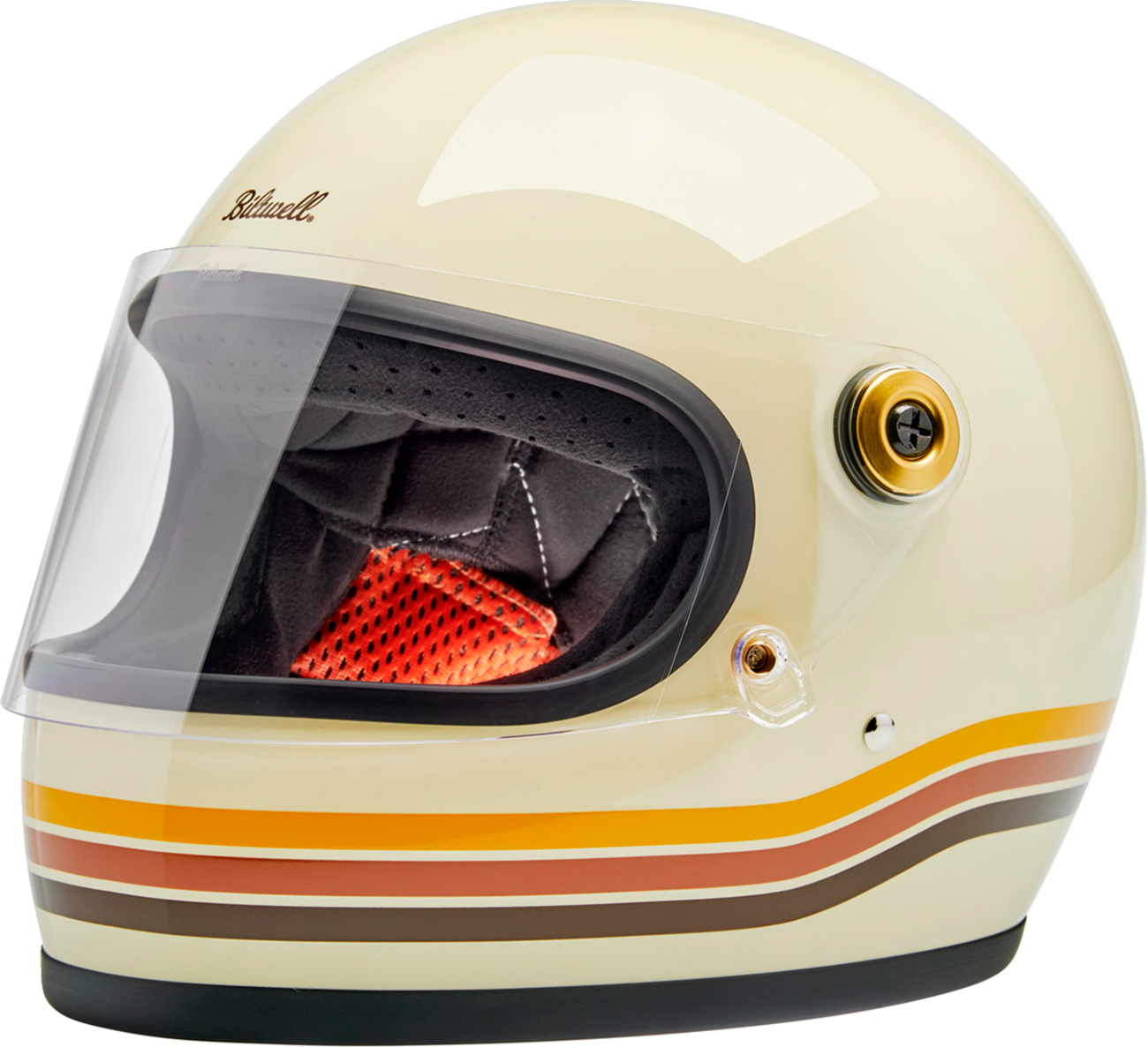 BILTWELL Gringo S helmet in gloss desert spectrum finish, small size, featuring retro motorcycle helmet design.