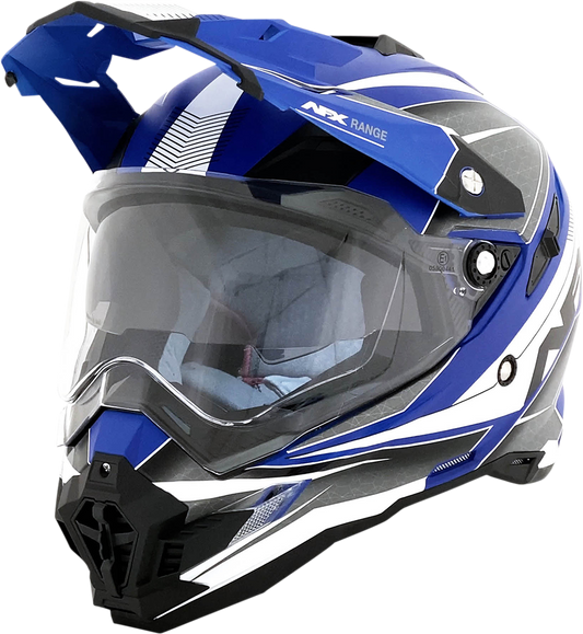 Bill's Exhausts AFX FX-41 helmet in matte blue, small size, with clear visor and ventilation details.
