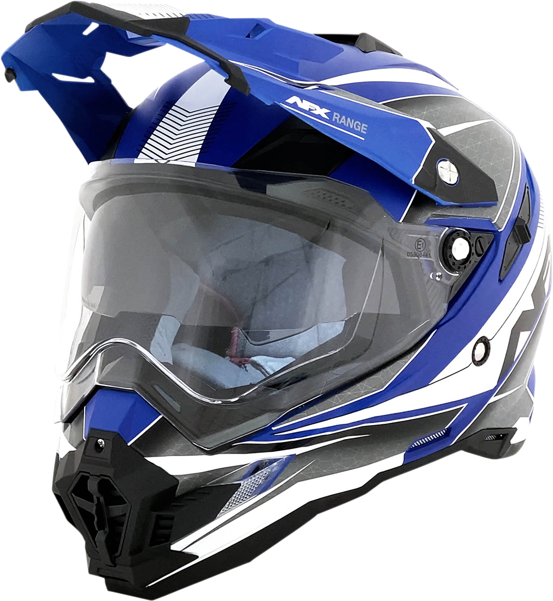 Bill's Exhausts AFX FX-41 Helmet in matte blue, large size, with clear visor and aerodynamic design for motorcycle riding.