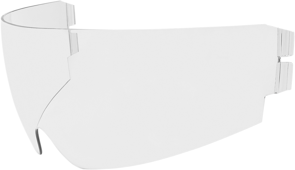 Clear ICON Alliance GT/Airflite/Airform Dropshield helmet parts by Bill's Exhausts, shown in a close-up image.