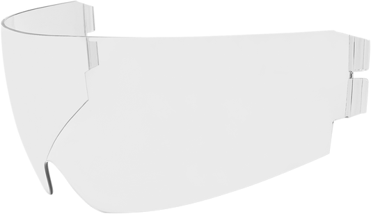 Clear ICON Alliance GT/Airflite/Airform Dropshield helmet parts by Bill's Exhausts, shown in a close-up image.