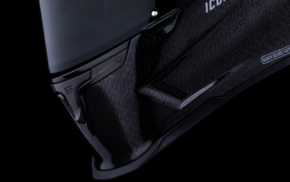 Black ICON Airframe Pro™ helmet in 2XL size with carbon shell, featuring aerodynamic design and visor, by Bill's Exhausts.