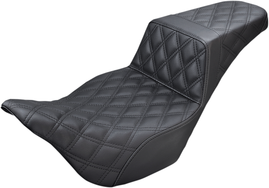 SADDLEMEN Step-Up Seat - Full Lattice Stitch - Black - '08-'23 FL 808-07B-175 - Howling Moto