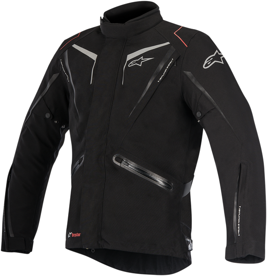 Alpinestars Yokohama Drystar® motorcycle jacket in black, XL size, featuring durable fabric and protective design.