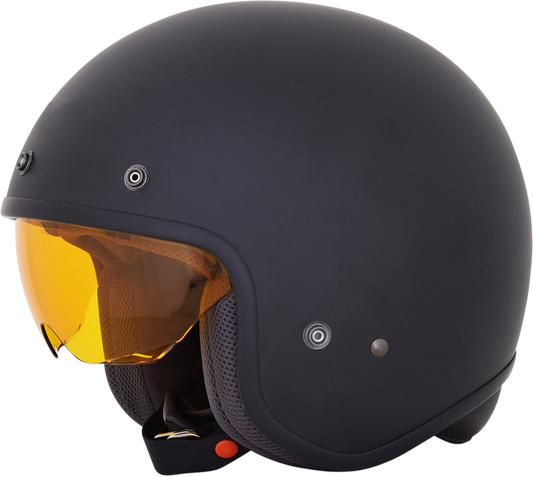 Matte black AFX FX-142 helmet in XS size with sleek finish, featuring aerodynamic design and adjustable straps.