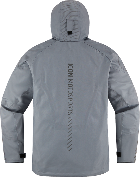 Gray ICON PDX3™ jacket in medium size from Bill's Exhausts, showing the front view with detailed fabric and design elements.