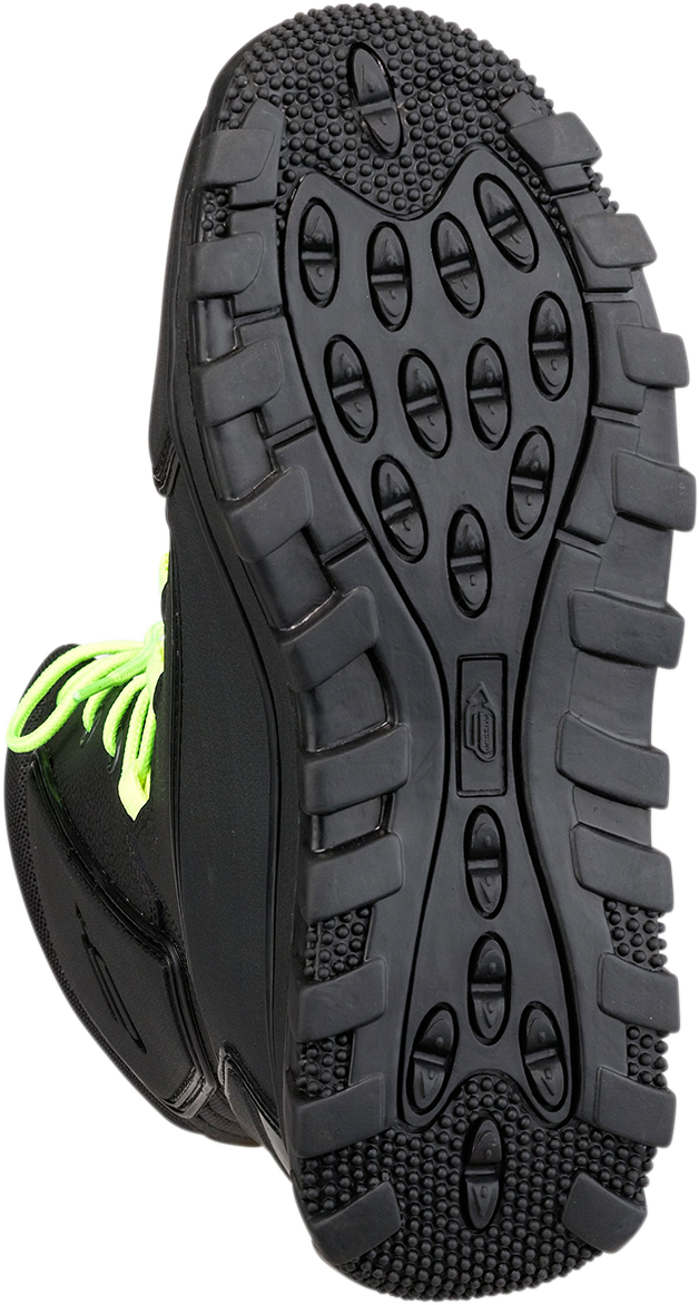 Black and Hi-Viz ARCTIVA Advance Boots by Bill's Exhausts, size 10, with sturdy design and reinforced soles.