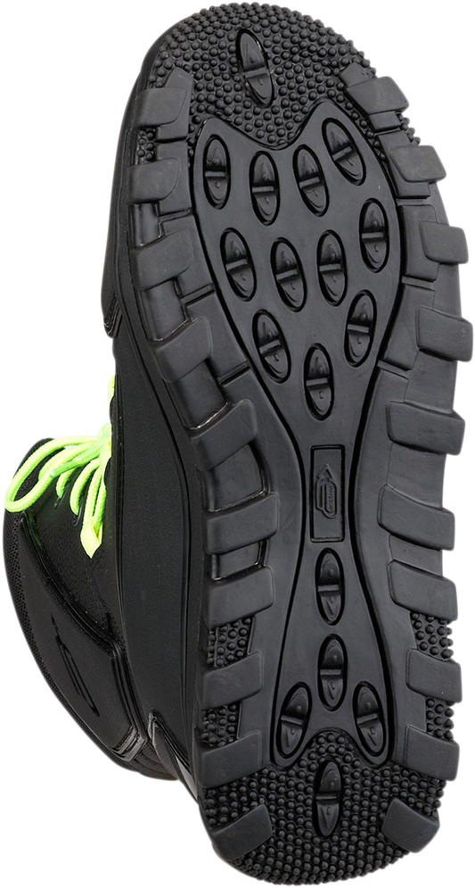 Bill's Exhausts ARCTIVA Advance Boots in black and hi-viz, size 12, showing the sturdy boots with protective features.