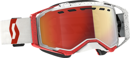 Scott Prospect Snow Goggles with light-sensitive lenses in white and red, featuring red chrome accents for snow sports.