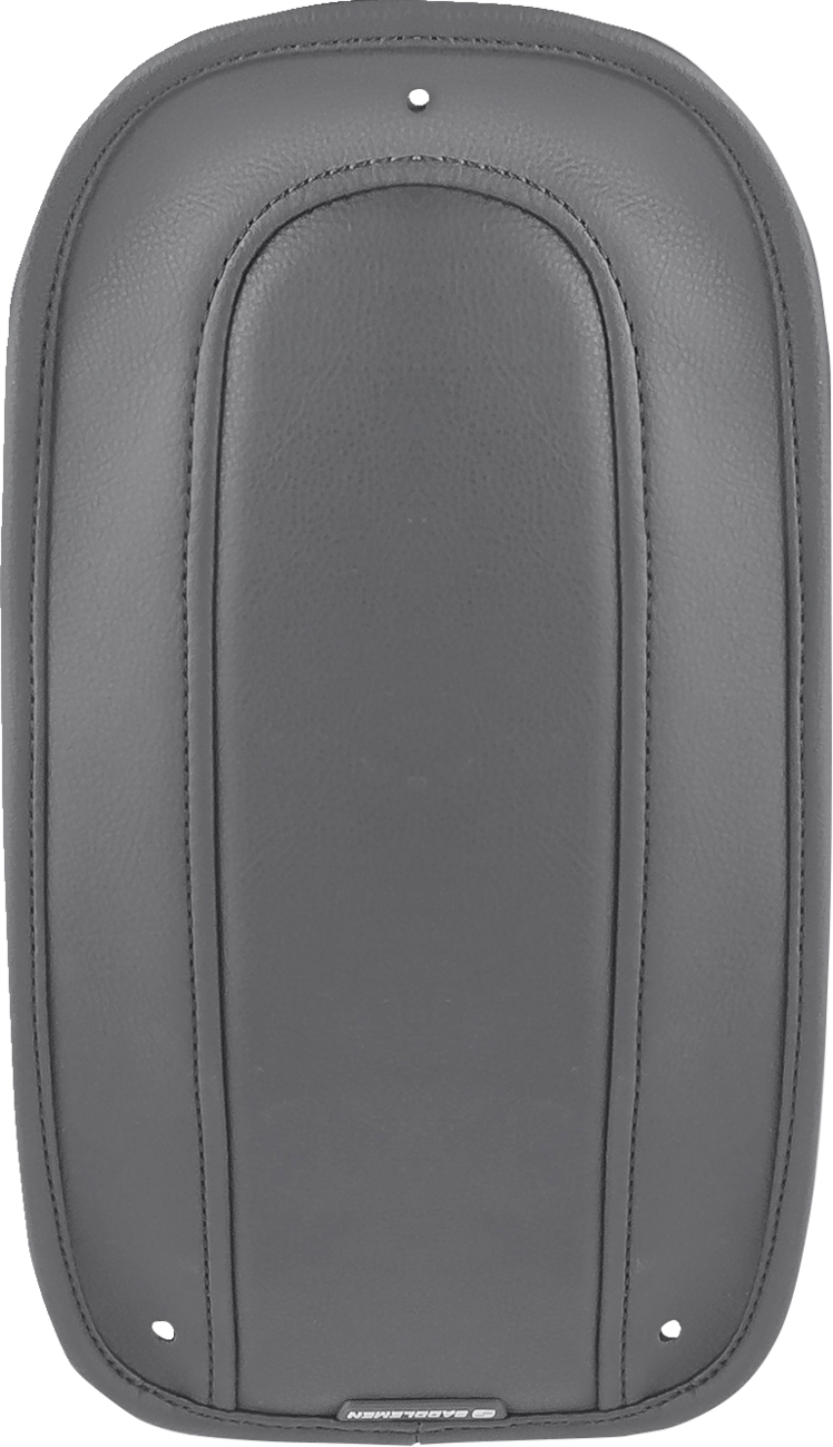Bill's Exhausts Saddlemens Fender Chap designed to match the Smooth Solo Seat for motorcycle T8230-18-P, showing black leather with stitching.