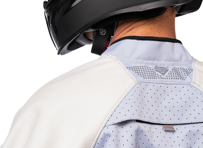 Bill's Exhausts ICON Mesh AF™ white leather jacket, 2XL, featuring mesh panels and stylish design on a clean background.