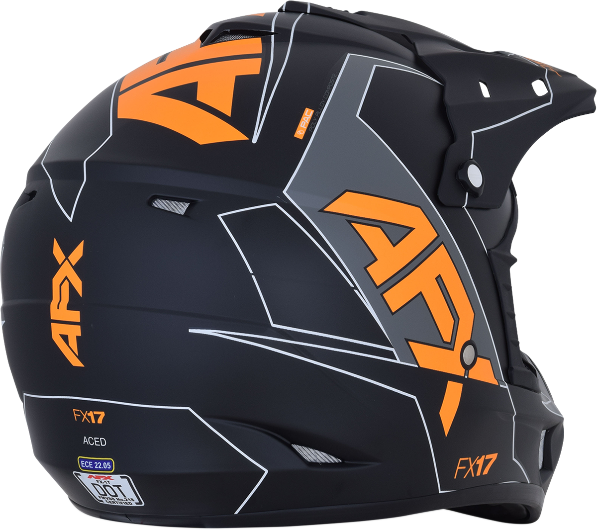 Bill's Exhausts AFX FX-17 helmet in matte black and orange, small size, featuring aerodynamic design and ventilation.