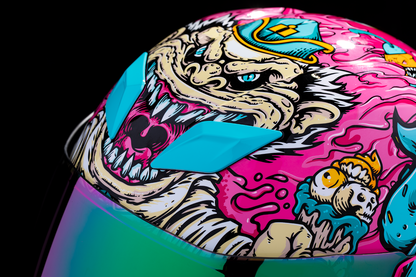 Pink ICON Airflite™ Helmet with Snack Attack design, MIPS® safety system, 3XL size, featuring aerodynamic shape and venting.