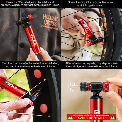 Hycline CO2 bike tire inflator with compact design and quick-release valve, suitable for cycling and bike maintenance.