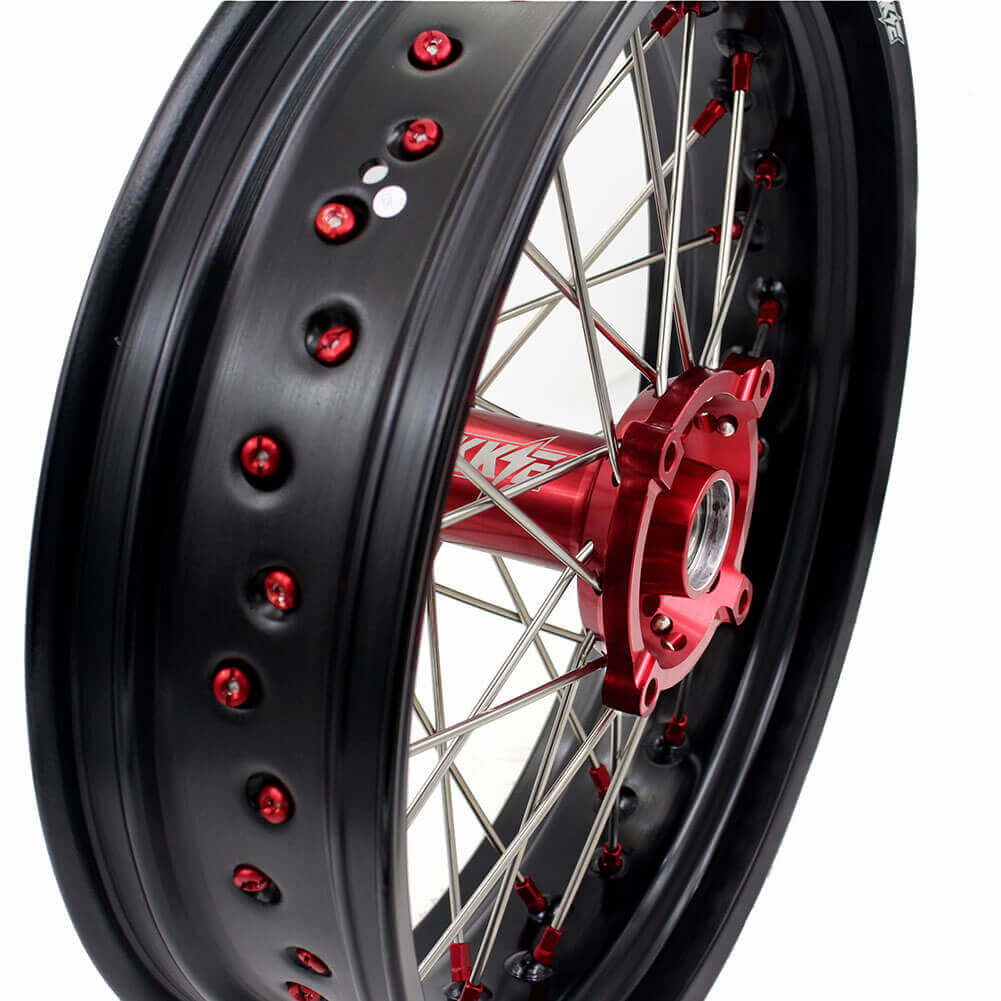 KKE 17 Inch OEM Size Supermoto Wheels for Honda XR650L 1993-2024 Red Nipple - Howling Moto