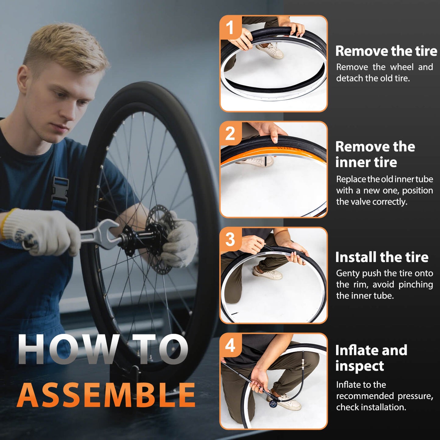 Hycline TPU MTB bike tube for 26, 27.5, or 29-inch wheels, 2.1 to 2.5-inch width, shown in the image.