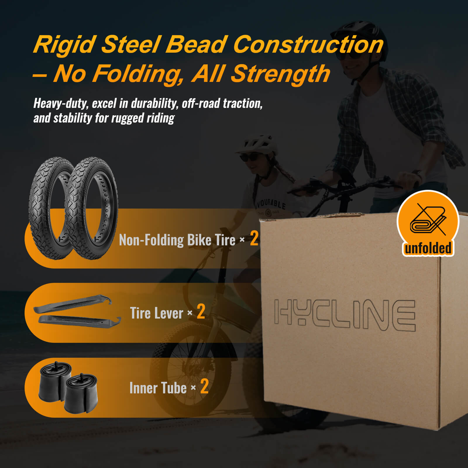 Hycline R4FT E-Bike and Fat Bike Tire with rugged tread pattern, suitable for off-road and all-terrain cycling.