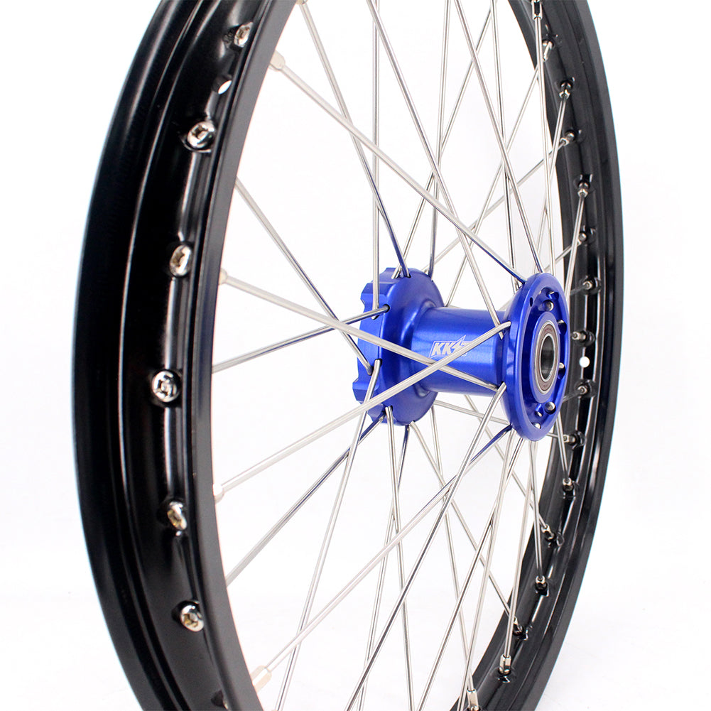 KKE 21 & 18 Enduro Rims for TM EN MX SMR 125-300 Blue Hub Black Rims - Howling Moto