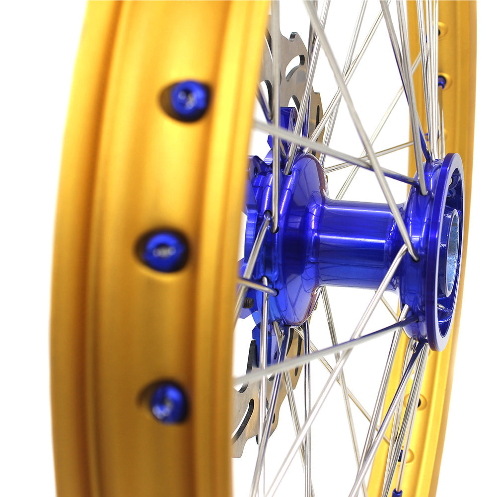 KKE 21"&18" Enduro Dirtbike Casting Wheels For YAMAHA YZ125 YZ250 1999-2016 YZ250F YZ450F 2003-2015 Gold Rim With Disc - Howling Moto