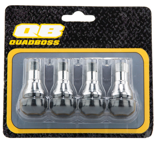 QuadBoss TR412C chrome valve set for powersports vehicles, featuring durable metal construction and polished chrome finish.