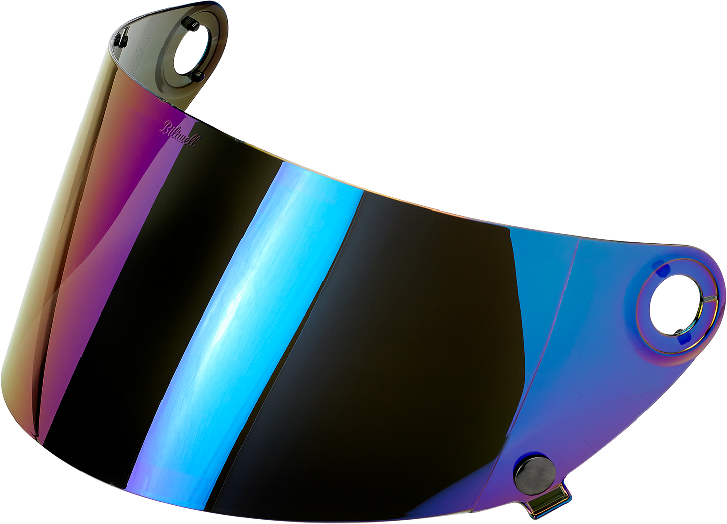 BILTWELL Gringo S Gen 2 helmet shield with rainbow mirror finish, flat style, designed for motorcycle helmets.