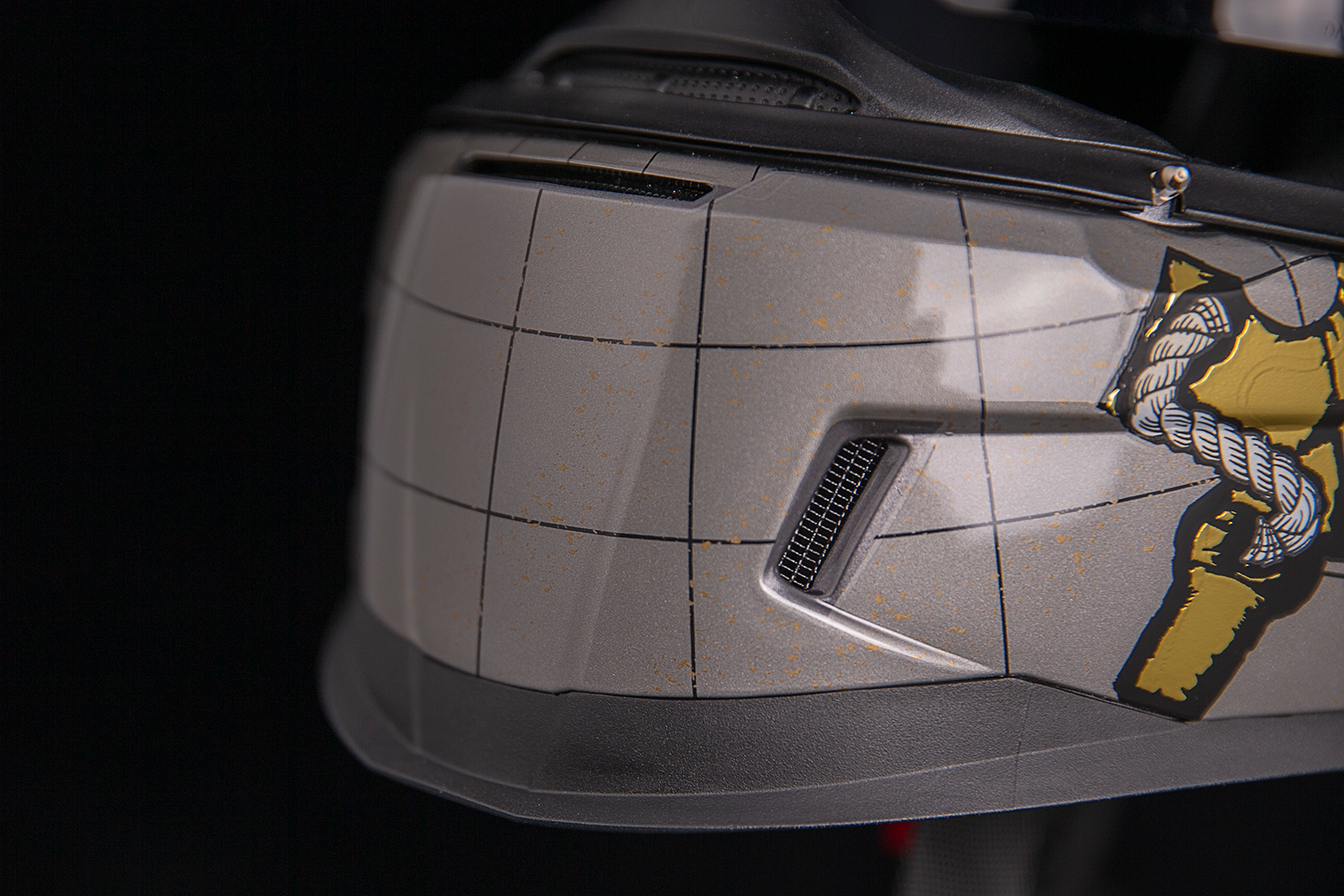 Bill's Exhausts ICON Airform™ Helmet Semper Fi Gold XS helmet with sleek design and detailed Semper Fi emblem visible.