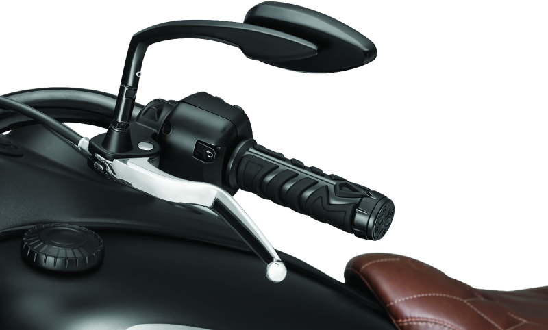 Kuryakyn Spear Grips for Indian Motorcycles with chrome finish, featuring vibration reduction and comfortable handlebar grip design.