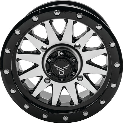 QuadBoss Wagon alloy wheel 14x7 with 4+3 offset in black machined finish, lightweight durable rim for powersports vehicles