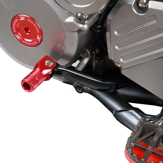 ZETA forged shift lever for Suzuki motorcycles, part ZE90-4242, shown in black with textured grip surface.
