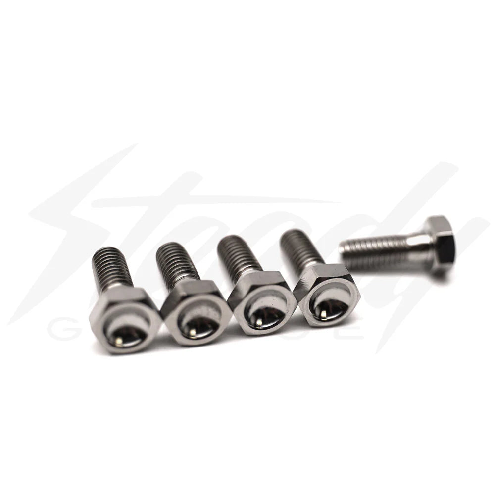 Chimera Engineering GR-5 titanium M6x10mm rotor bolts for Honda Grom, Dax, Monkey, Super Cub motorcycles, hardware bolts.