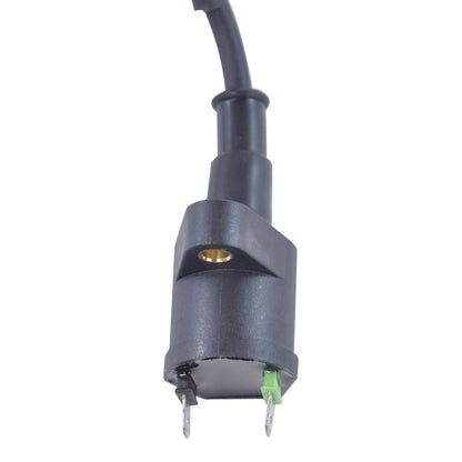 RM STATOR external ignition coil with part number RM06025, shown in a close-up view for vehicle ignition replacement.