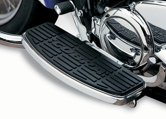 Cobra passenger floorboards for Honda Shadow Aero 750 motorcycle, part #06-3618, showing black rubber and metal mounting plates