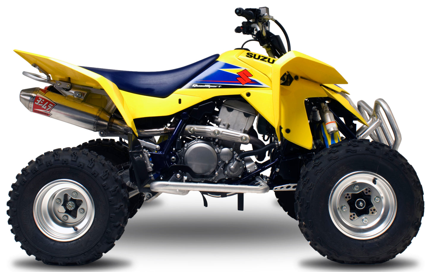YOSHIMURA Signature RS 2 slip-on exhaust for UTV in stainless steel, showcasing the sleek, polished muffler and branding.