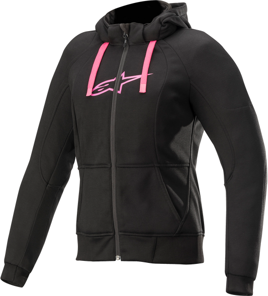 Black and pink women's sport jacket from Alpinstars, 2XL, featuring a sporty design with a hood and zip-up front.