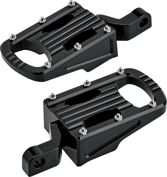 BILTWELL Punisher footpeg in black with body step design, made from durable 7005 aluminum for motorcycle riding.