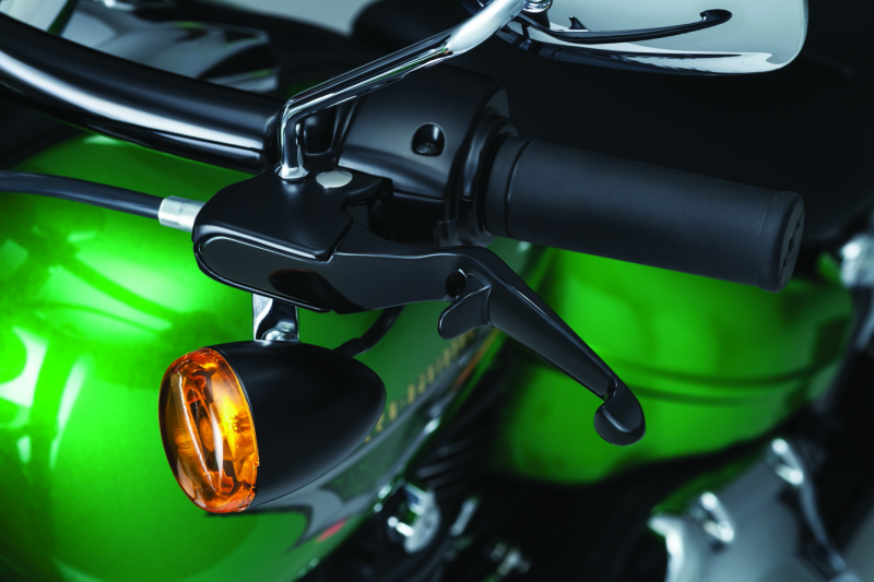 Kuryakyn Trigger 15-17 Softails gloss black ergonomic clutch and brake levers for Harley Davidson Softail motorcycles.