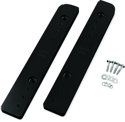 Kuryakyn Relocator for Tour-Pak 14-Up touring models in black, showing the motorcycle accessory installed on a bike.
