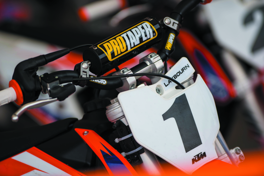 ProTaper KTM 50 Micro Bar Kit with black handlebars and grips, designed for mini motocross bikes.