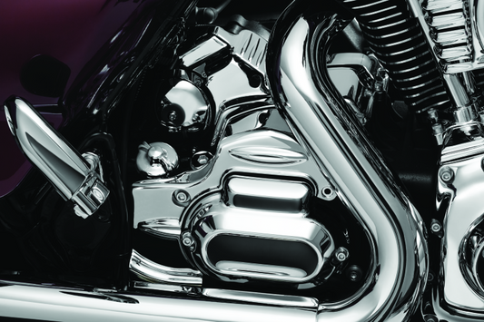 Chrome Kuryakyn Easy Turn Dipstick Cap for Harley-Davidson motorcycle engine oil tank, featuring sleek design and easy turn mechanism.