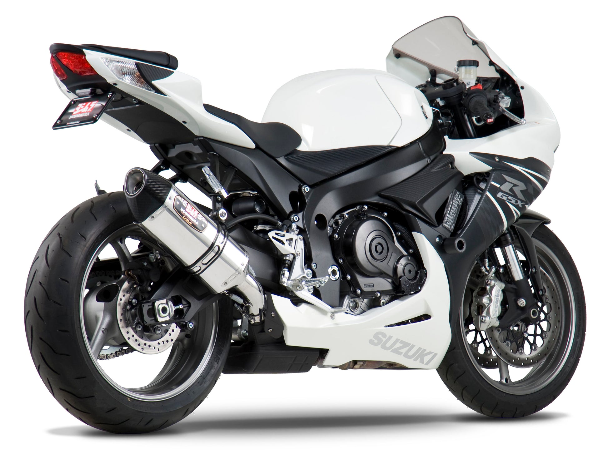 YOSHIMURA Yoshimura Exhaust Street R 77 slip-on stainless steel muffler with carbon fiber end cap, motorcycle exhaust system.