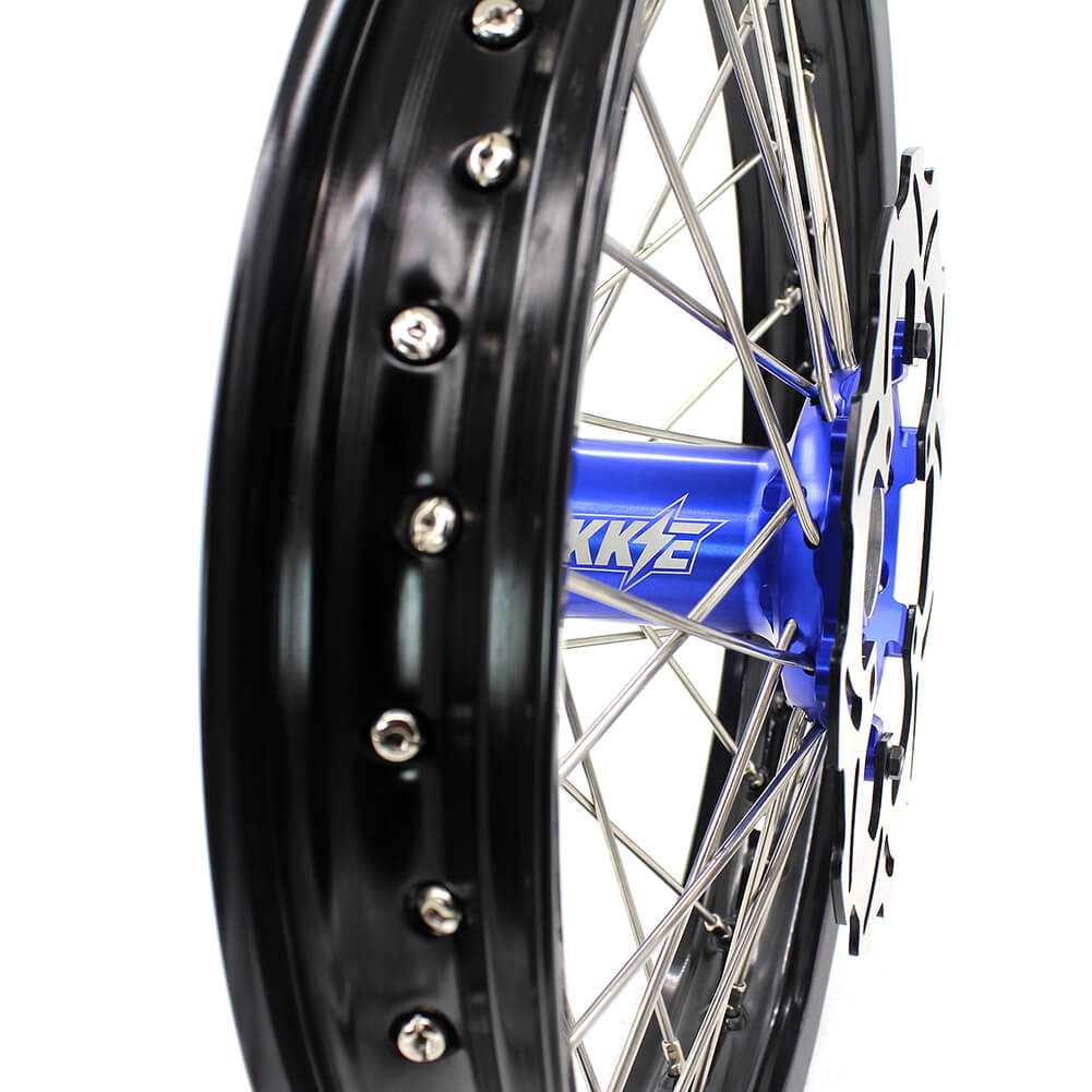KKE 21 & 18 Enduro Wheels for YAMAHA WR250F 2001-2016 WR450F 2003-2015 Blue&Black 250mm Disc - Howling Moto