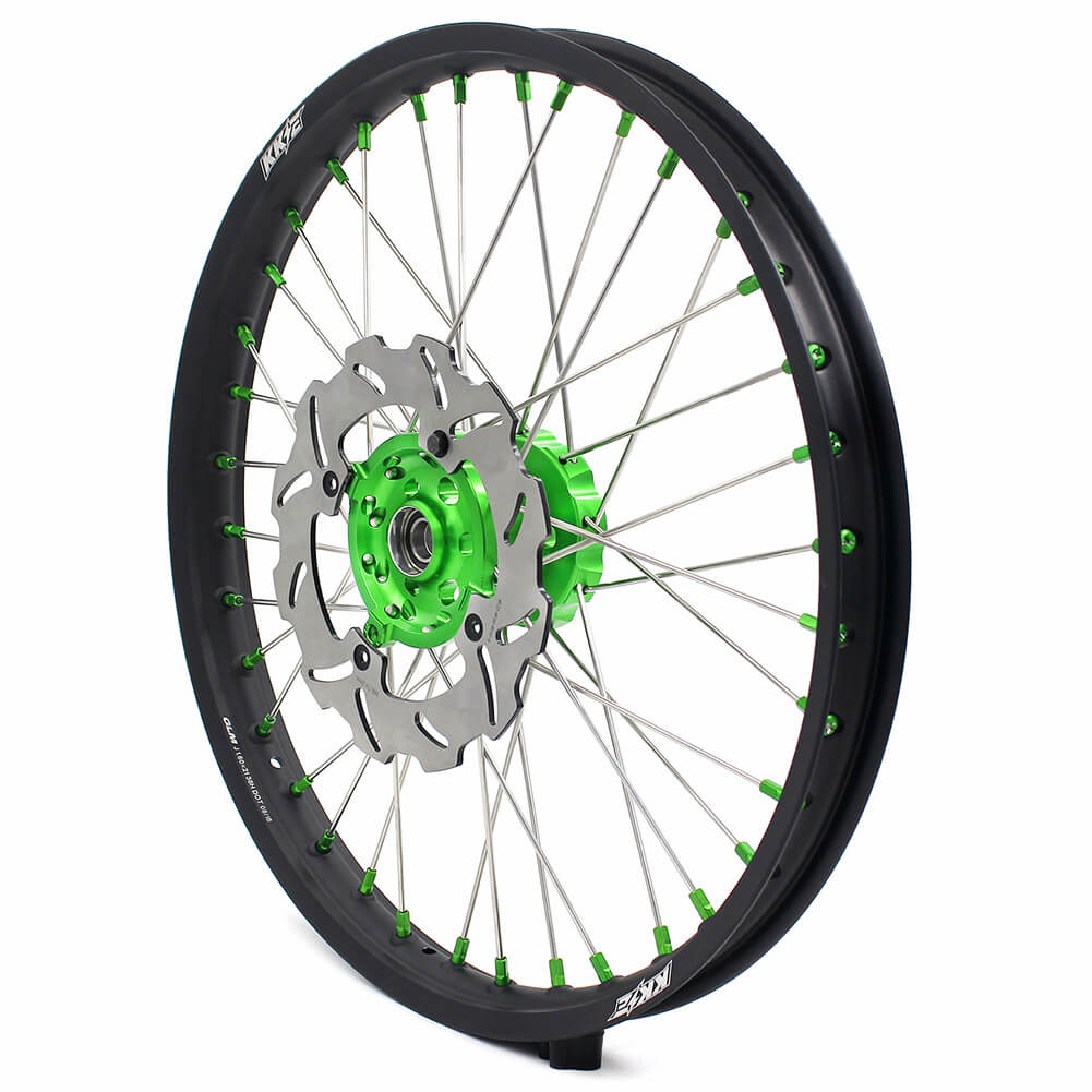 KKE 21 & 19 MX Wheels for Kawasaki KX250F 2019 and 2021 Green Nipple(2020 Excluded) - Howling Moto