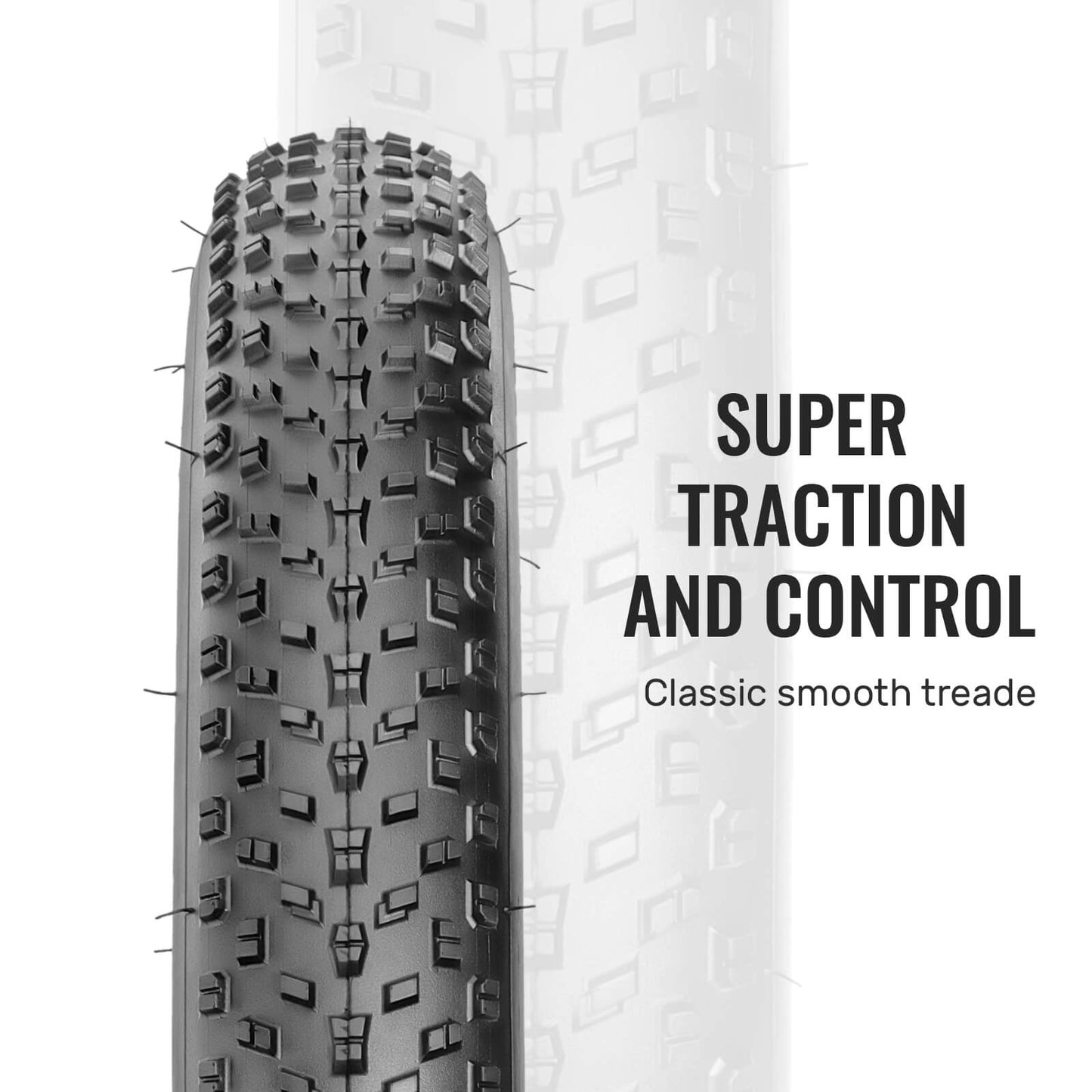 Hycline Raider fat bike tire, E-Bike and fat bike tire with rugged tread and durable rubber, suitable for off-road riding.