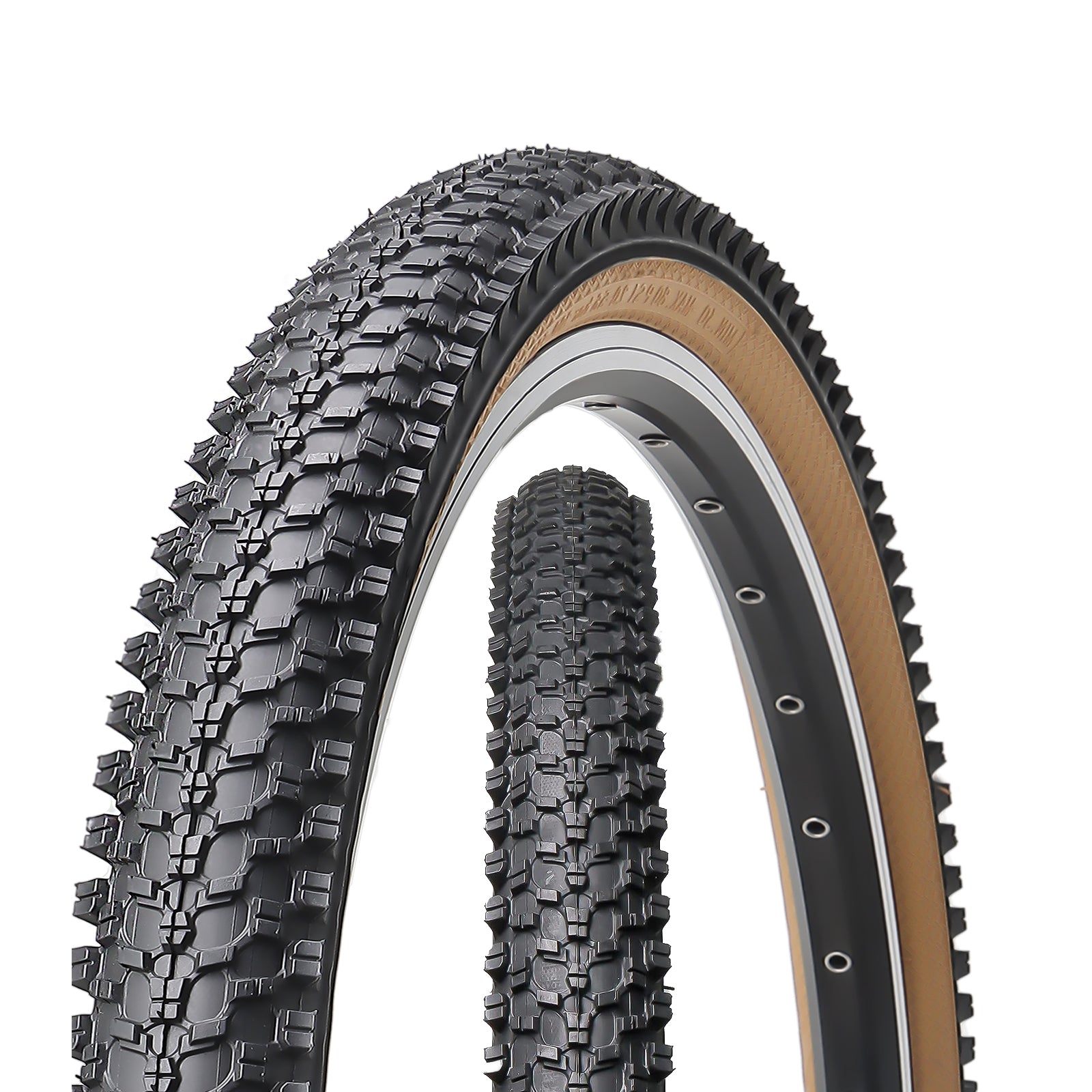 Hycline CrossBand Brown Wall mountain bike tire, 26-inch by 1.95-inch, with rugged tread for off-road cycling.