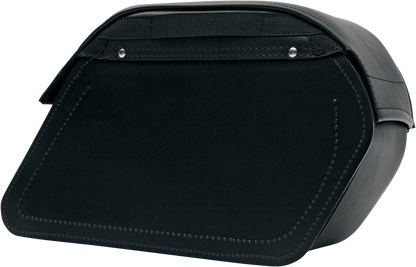 Large SADDLEMEN Custom Fit Drifter Saddlebag for seats, designed by Bill's Exhausts, shown on motorcycle seat.