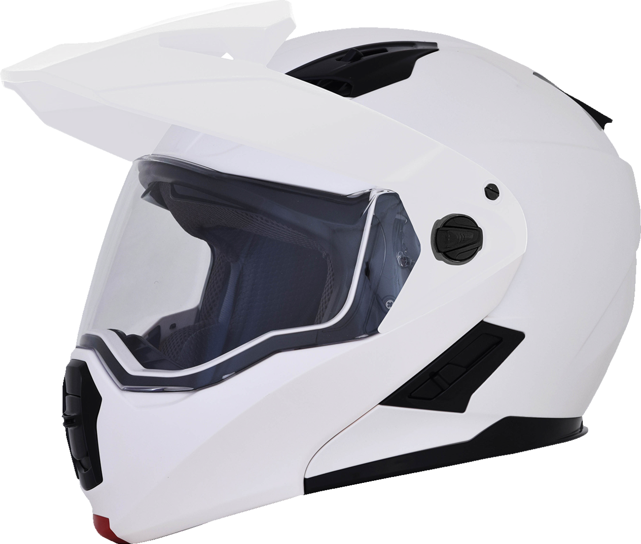 White AFX FX-111DS motorcycle helmet in XL size, featuring a sleek design with clear visor and streamlined shape.
