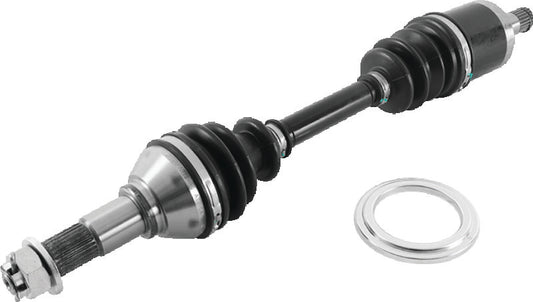 QuadBoss front left replacement axle for Can-Am Outlander 1000 6x6, model years 2013-2014, shown in the image.
