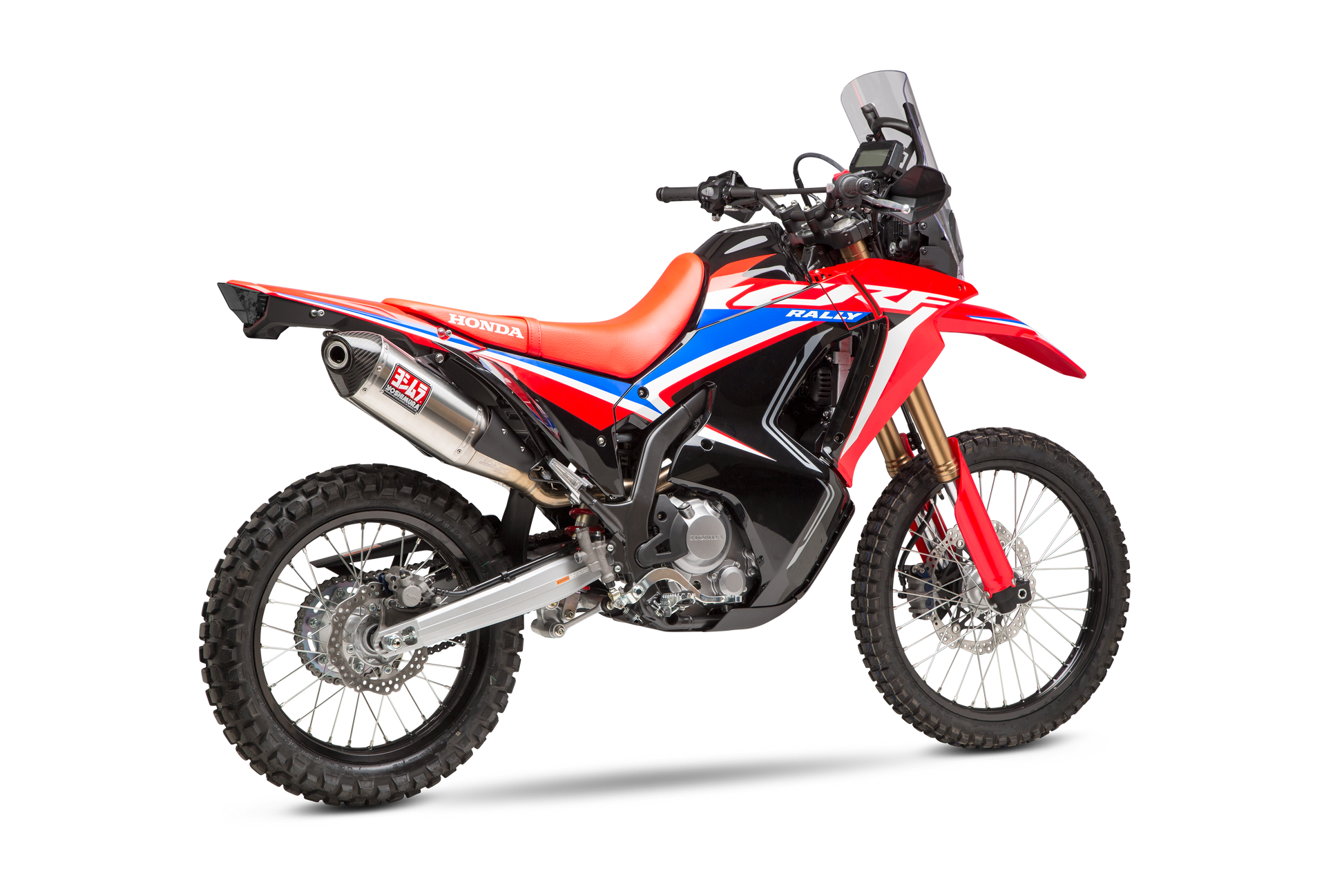 YOSHIMURA Race RS4s full exhaust system for Honda motorcycle, featuring stainless steel pipes and muffler with racing design